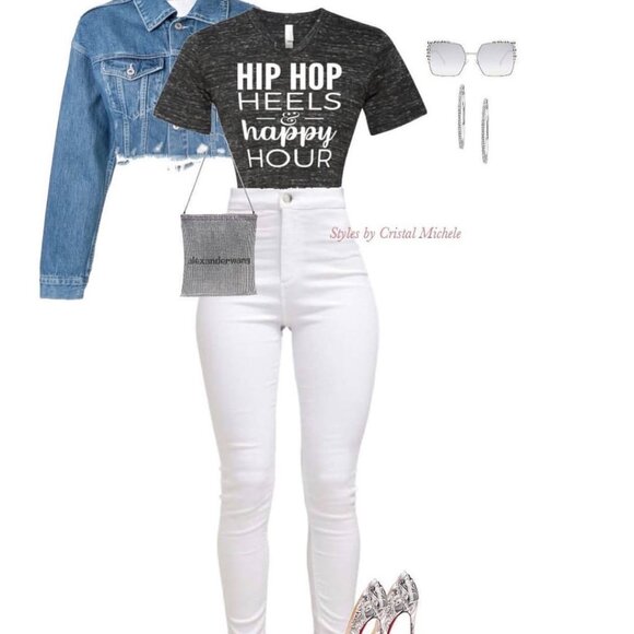 NEW! Hip-Hop, Heels & Happy Hour CUSTOM Tee T-Shirt Top | SIZE XS - Picture 9 of 10